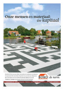 Onze mensen en materiaal: uw kapitaal. Positionering, concept en creatie vertaald naar een paginagrote advertentiecampagne voor BOKO.